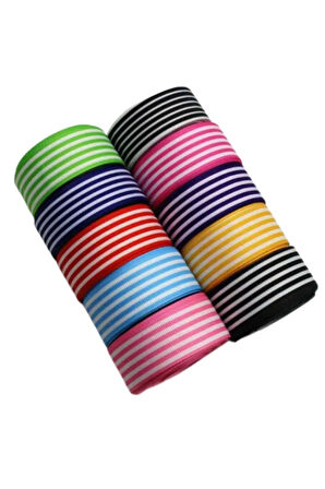 Tafta Çizgi Desen Kurdele 25 Mm Pudra 2 Metre