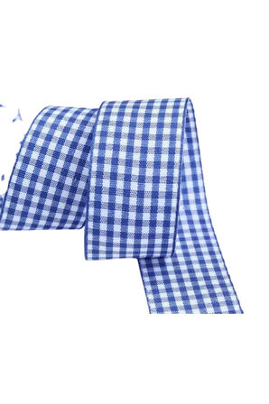 Tafta Ekoseli Kurdele 25 Mm İndigo 5 Metre