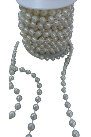 Sıralı Yuvarlak İnci En 1 Cm Krem 5 Metre