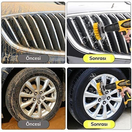 Buffer® 3Lü Matkap Ucu Banyo Küvet Duşakabin Araba Tekerliği Koltuk Yıkama Temizleme Fırçası Seti