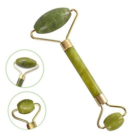 Buffer® Özel Süngerli Kutusunda Kırılmaz Çift Taraflı 2Li Cilt Yüz Masaj Aleti Jade Roller Yeşim Taş
