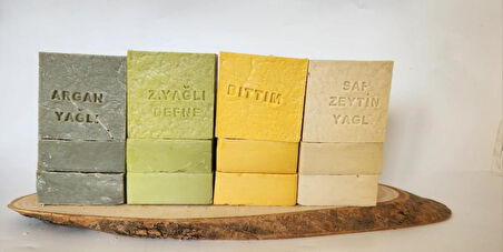 Doğal Üretim Sabunu Karışık (Argan-Defne-Bıttım-Saf Zeytinyağlı) 12'Li Set