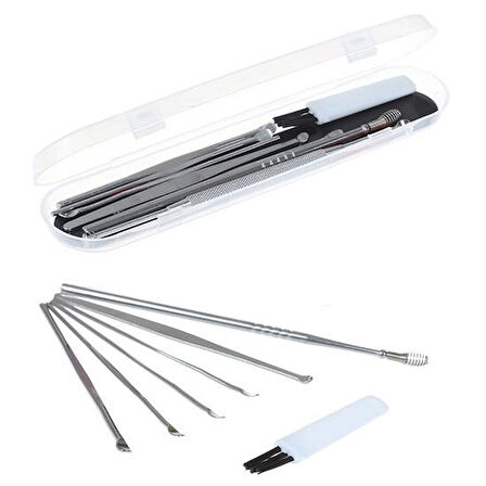 Buffer® 6 Parça Paslanmaz Çelik Kulak Balmumu Toplayıcı Çıkarıcı Temizleyici Bakımı Çubuk Seti