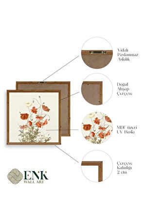 Çiçek Ahşap Çerçeveli Tablo