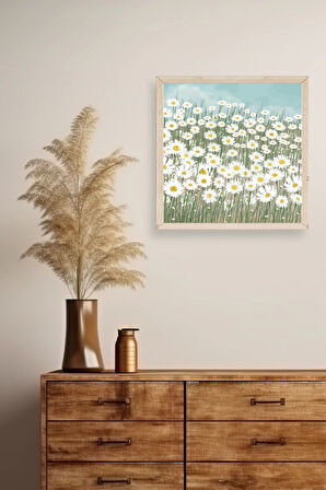 Çiçekler Ahşap Çerçeveli Tablo