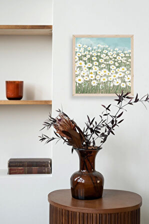 Çiçekler Ahşap Çerçeveli Tablo