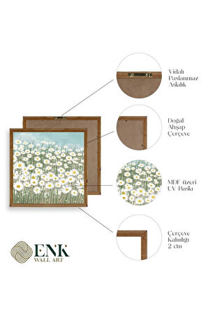 Çiçekler Ahşap Çerçeveli Tablo
