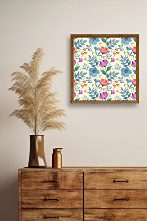 Çiçek Ahşap Çerçeveli Tablo