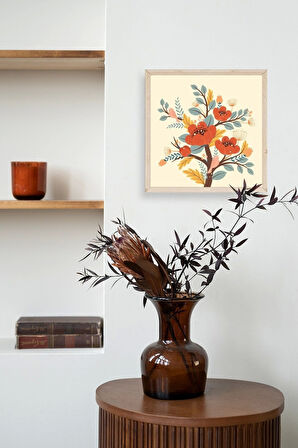 Çiçek Ahşap Çerçeveli Tablo