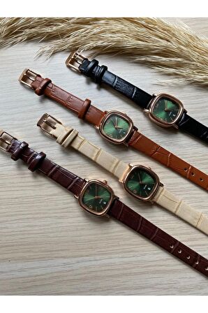 BS STILL vintage takvimli minimal kadın kol saati vintage deri kordon 1 adet