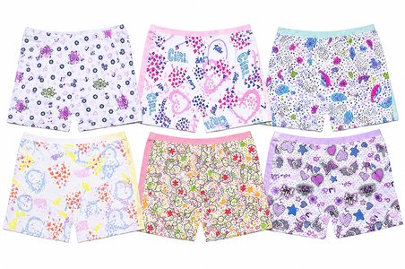  Tutku Kız Elastan Emprime Şort 6 Lı Set