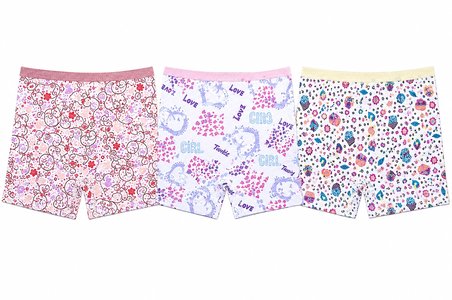 Tutku Kız Elastan Emprime Şort 3 Lü Set