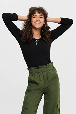 Only Kadın Siyah Basic Uzun Kollu T-shirt Bluz - 15204712