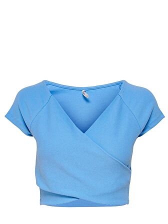 Only Kadın Mavi ve Pembe Short Top Çapraz Crop - 15230889