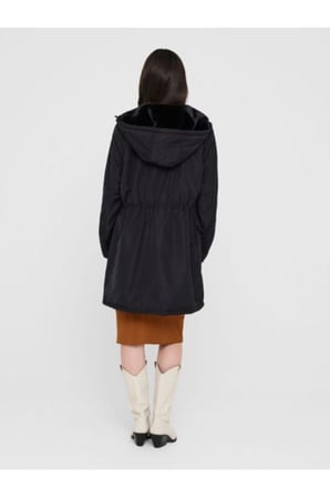 Only Kadın Çift Taraflı Kürklü Siyah Parka Mont - 15208727