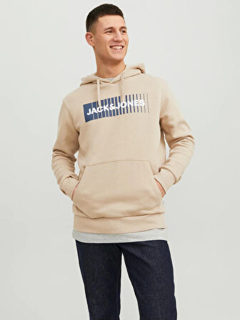 Jack & Jones Erkek Kapüşonlu Kahverengi Sweatshirt - 12233599