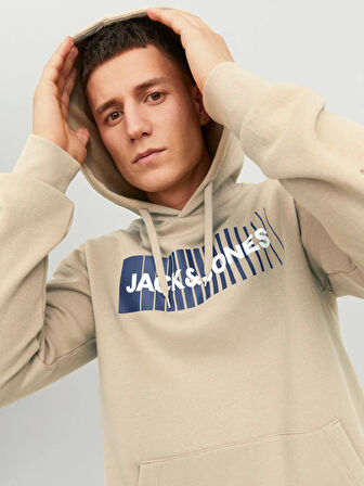 Jack & Jones Erkek Kapüşonlu Kahverengi Sweatshirt - 12233599