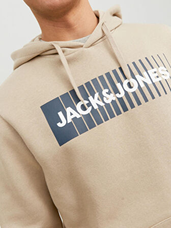 Jack & Jones Erkek Kapüşonlu Kahverengi Sweatshirt - 12233599