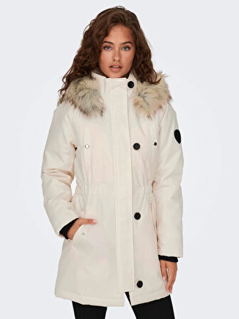 Only Kadın Kapüşonlu Ekru Parka Mont - 15304625