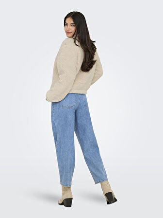 Only Kadın Yarım Fermuarlı Peluş Bej Sweatshirt - 15311631