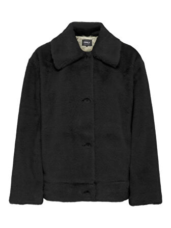 Only Kadın Suni Kürk Düğme Kapamalı Siyah Ceket - 15350360