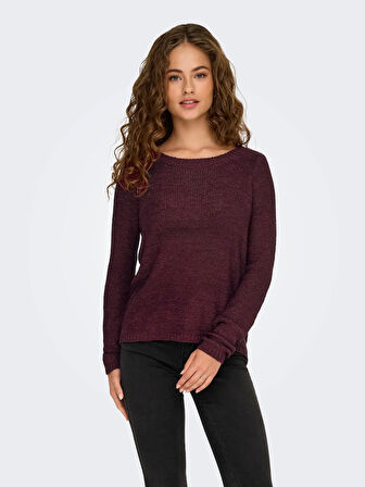 Only Kadın Yuvarlak Yaka Regular Fit Bordo Örgü Kazak - 15113356