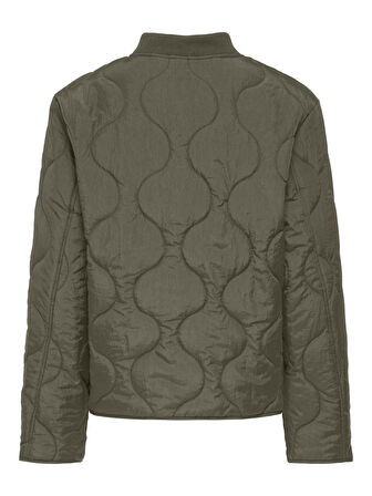 Only Kadın İçi Leopar Astarlı Haki Kapitone Ceket - 15357514