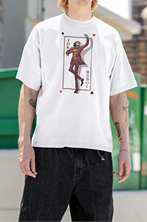 Kötü Adam Film Karakter Joker Baskılı Unisex Oversize Tişört