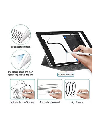 Tasarım Kalemi Evrensel Tablet ve Dokunmatik Telefonlarla Uyumlu Hassas Çizim Kalemi
