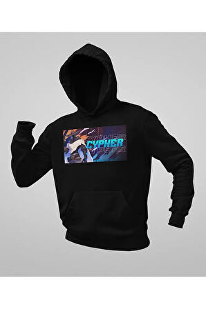 Cypher Karakteri Baskılı Unisex Oversize Vvalorant Hoodie