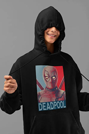 Film Karakteri Deadpool Baskılı Unisex Oversize Marvel Hoodie
