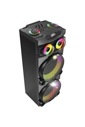 RGB Ledli Dahili 2 Mikrofon Kumandalı Woofer Taşınabilir Bluetooth Hoparlör DR-1230