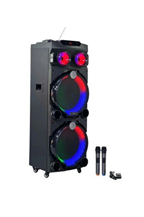 RGB Ledli Dahili 2 Mikrofon Kumandalı Woofer Taşınabilir Bluetooth Hoparlör DR-1230