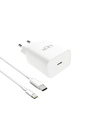 T447 Type-c Pd 20w Type-c To Lightning Kablolu Şarj Aleti Beyaz
