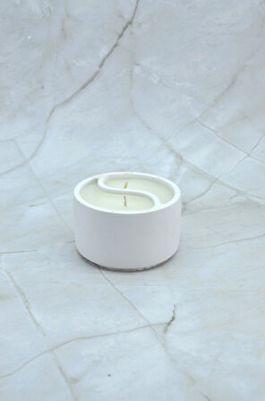 Yin Yang Mermer Desenli Dekoratif Beton Mum  –Palm Wax Vegan El Yapımı Mum