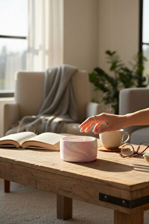 Yin Yang Mermer Desenli Dekoratif Beton Mum  –Palm Wax Vegan El Yapımı Mum