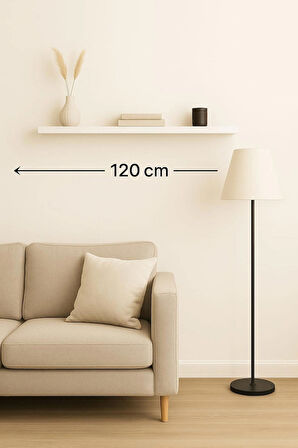 120 Cm Mat Beyaz Mdf Gizli Montaj Ahşap Duvar Rafı Uçan Raf Kitaplık