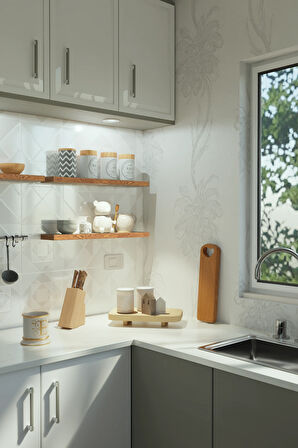 60 Cm 3lü Safir Meşe Mdf Uçan Duvar Rafı Gizli Bağlantı Kitaplık