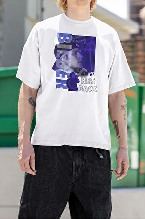 He Is Back Justin Bieber Baskılı Unisex Tişört, Oversize Şarkıcı Tişört