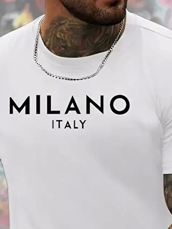 Erkek Milano Baskılı Süprem T-shirt