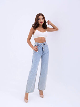 5171 DENİM BUTTONED WIDE KEG-AÇIK MAVİ