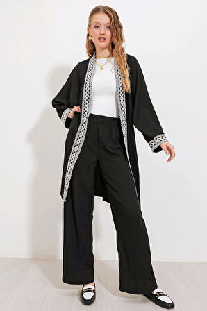 6643 Örme Kimono Takım - Siyah