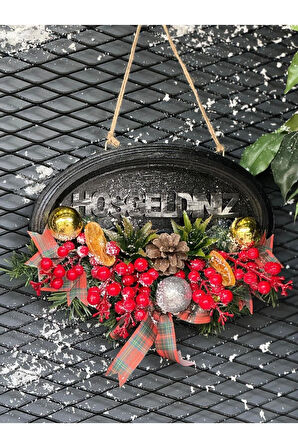 Yılbaşı Konsept Ahşap Kapı Süsü No:1