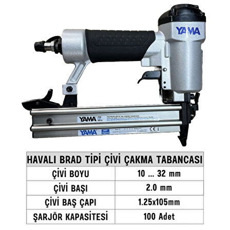 YAMA YAT-F32-CB101 Havalı Brad Tipi Çivi Çakma Tabancası