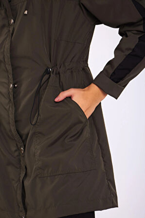 Micro Haki Midi Yağmurluk & Rüzgarlık