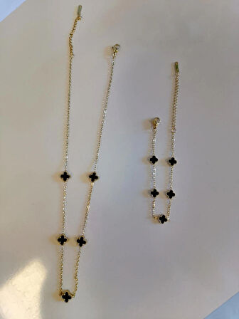 ÇELİK YONCA MODEL ŞANS (KOLYE/BİLEKLİK) TAKI SETİ