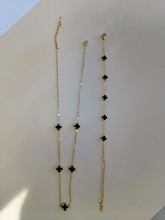 ÇELİK YONCA MODEL ŞANS (KOLYE/BİLEKLİK) TAKI SETİ