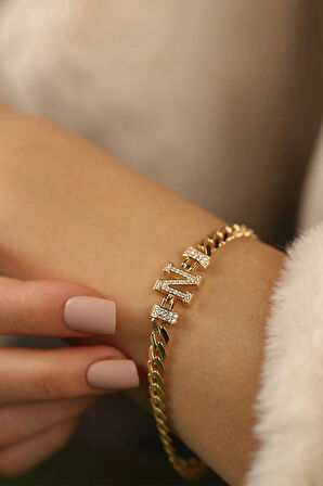 N Harf Gurmet Altın Bileklik