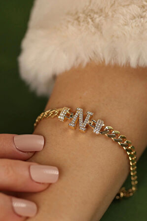 N Harf Gurmet Altın Bileklik