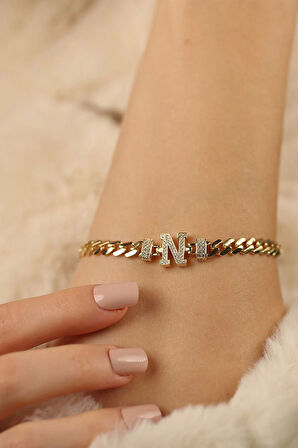 N Harf Gurmet Altın Bileklik